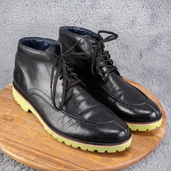 Cole Haan Men’s Size 12 M Ankle Dress Black Boots C10865 Yellow Vibram Sole - Picture 1 of 10